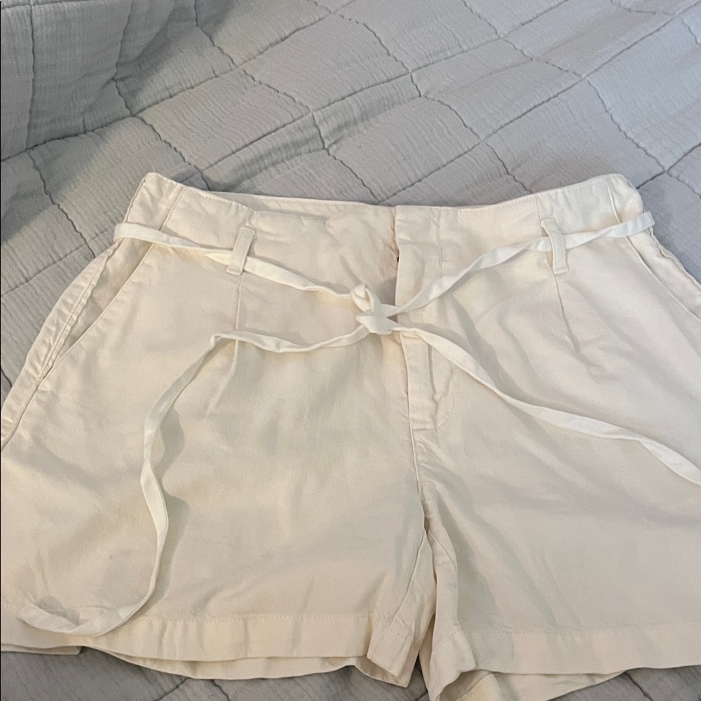 J. Crew Cream Tie-Waist Bermuda Shorts